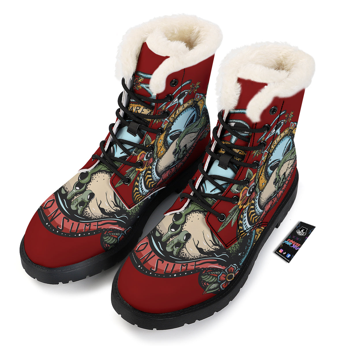 Aliens Area 51 Print Winter Boots-grizzshop