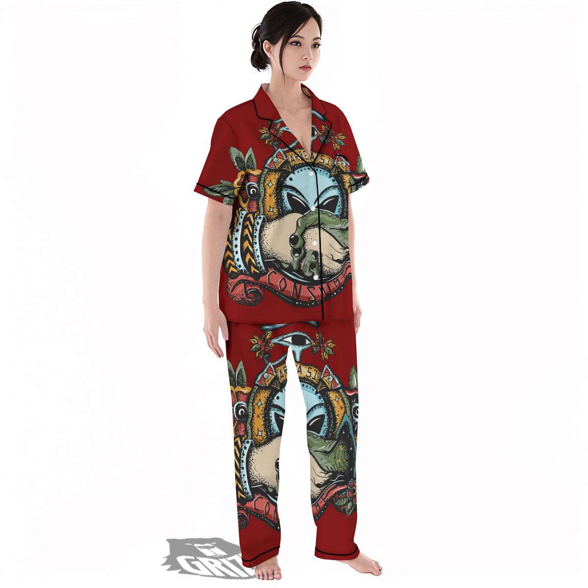 Aliens Area 51 Print Women's Pajamas Set-grizzshop