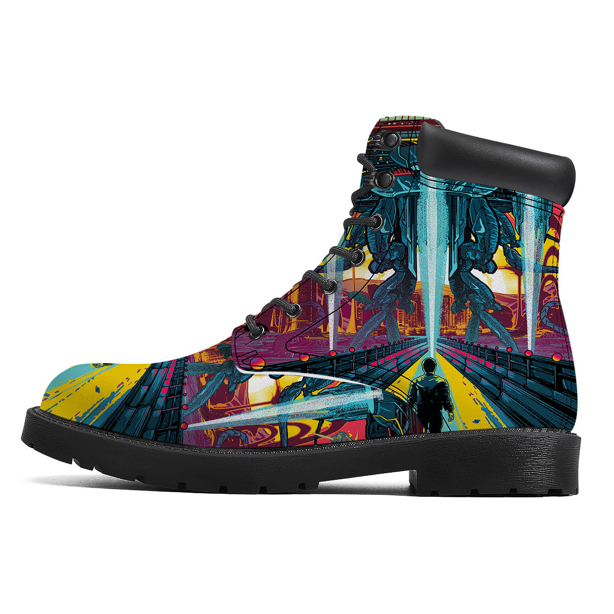 Aliens Invade earth Print Boots-grizzshop