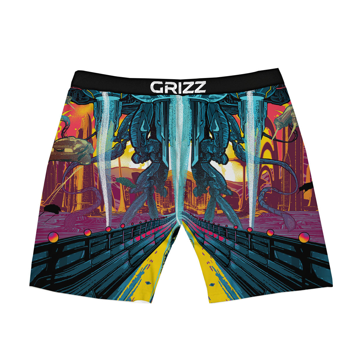 Aliens Invade earth Print Boxer Briefs-grizzshop