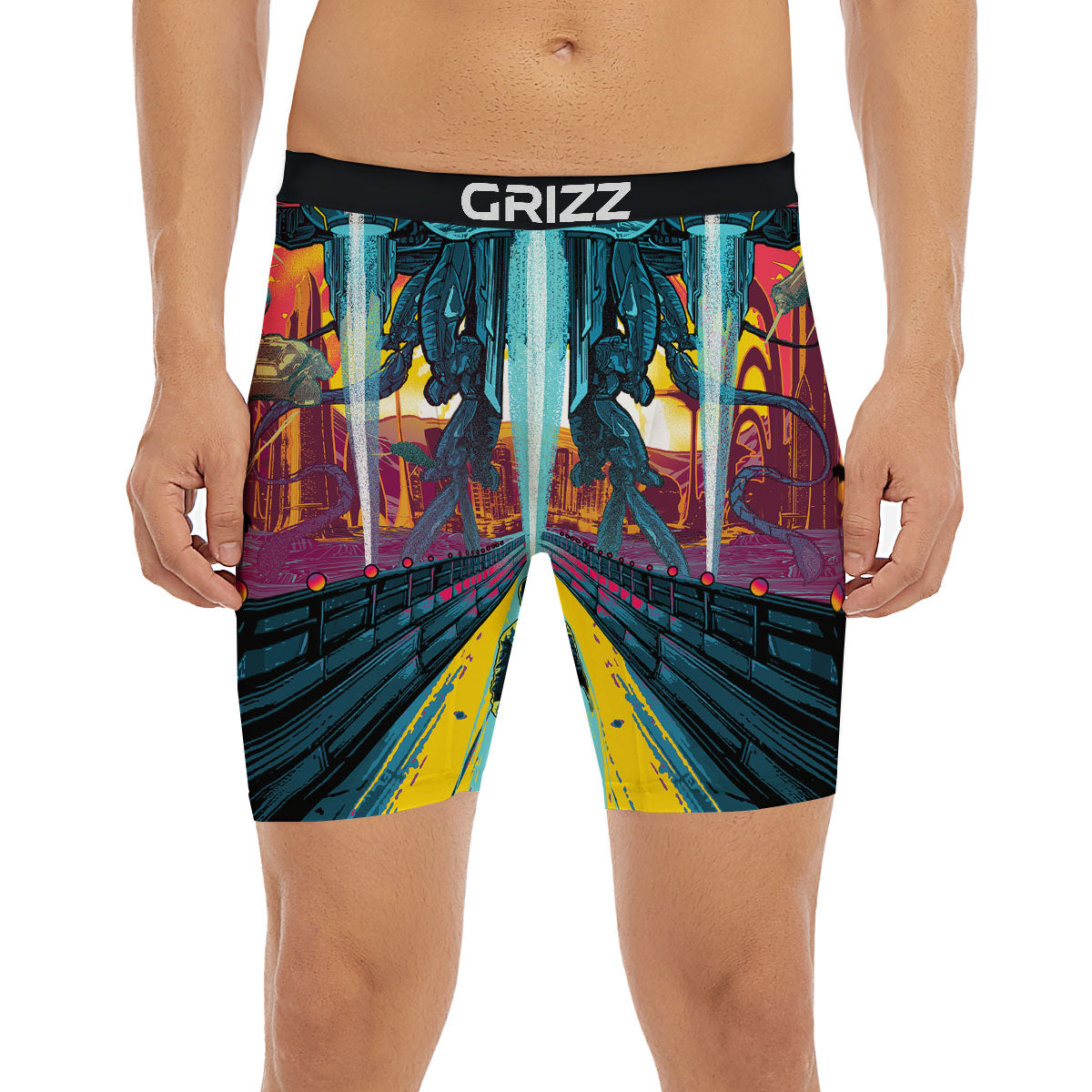 Aliens Invade earth Print Boxer Briefs-grizzshop