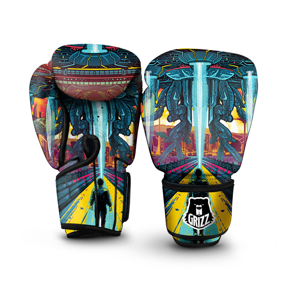 Aliens Invade earth Print Boxing Gloves-grizzshop