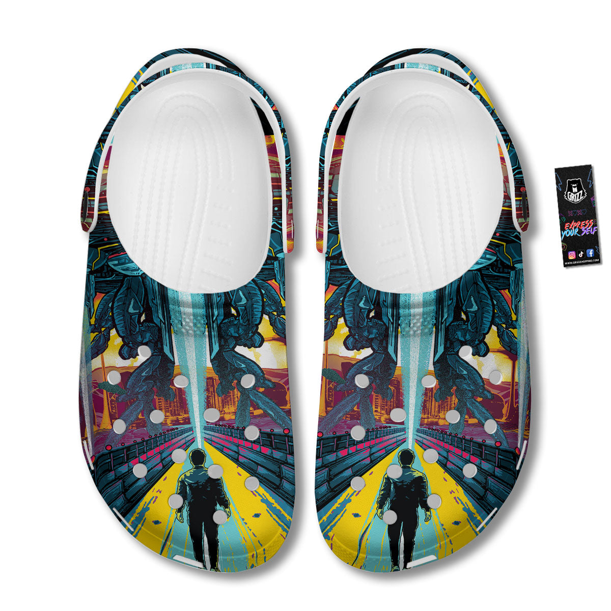 Aliens Invade earth Print Clog-grizzshop