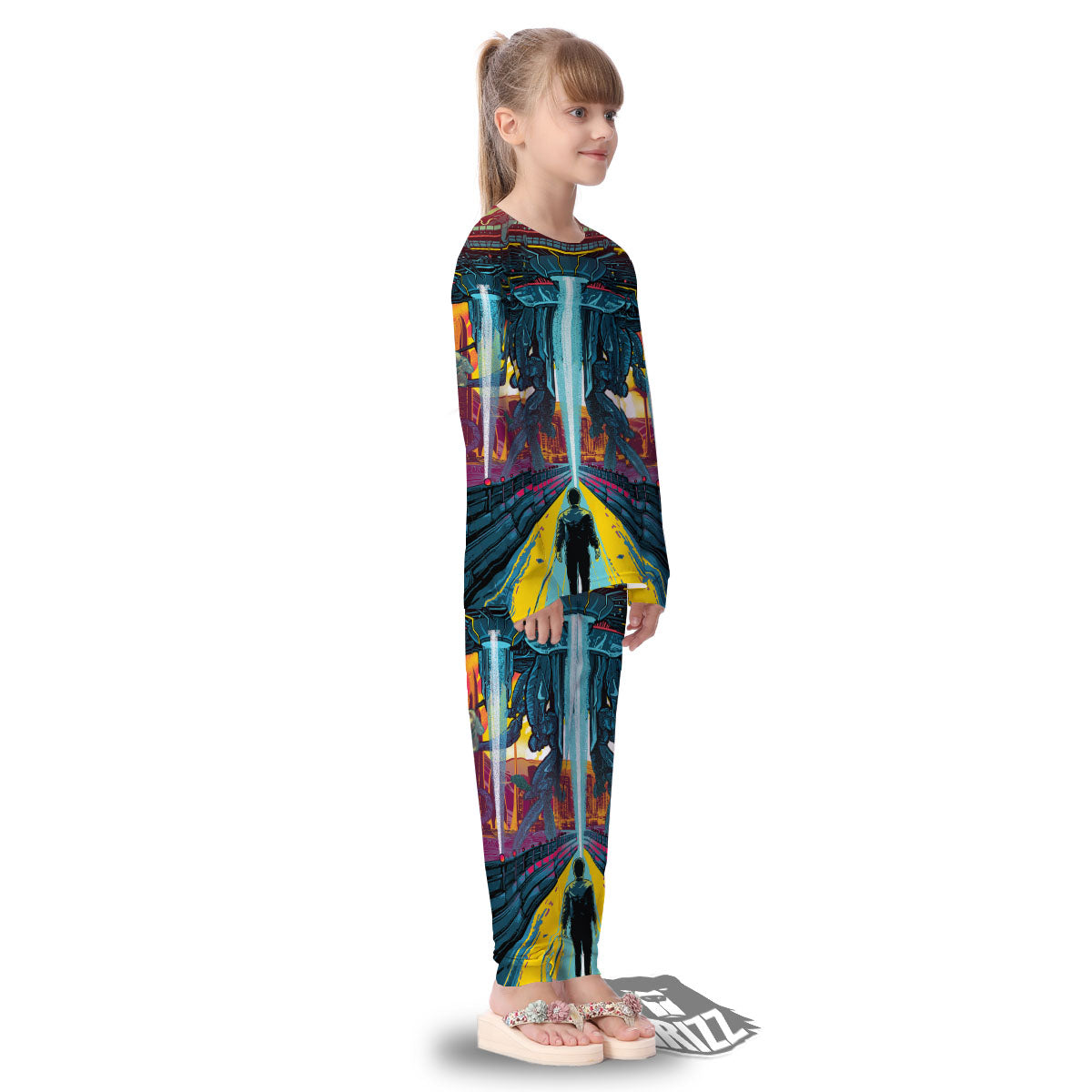 Aliens Invade earth Print Kid's Pajamas-grizzshop