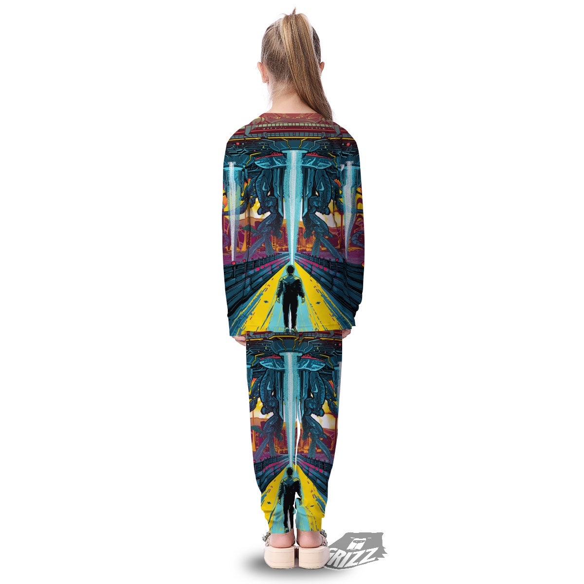 Aliens Invade earth Print Kid's Pajamas-grizzshop