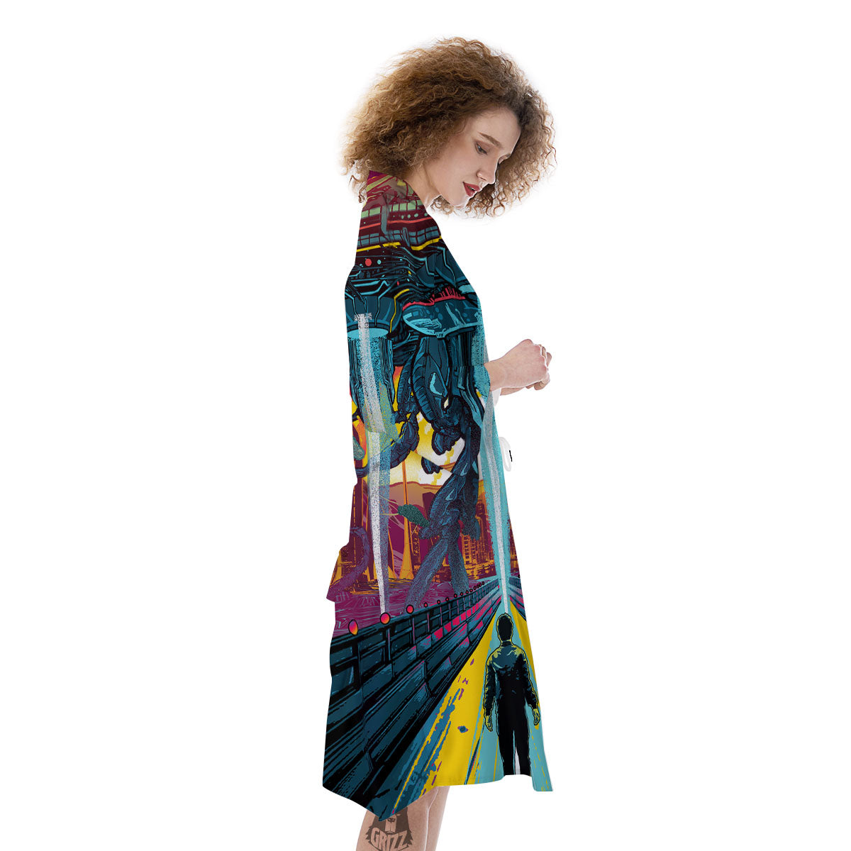 Aliens Invade earth Print Kimono-grizzshop