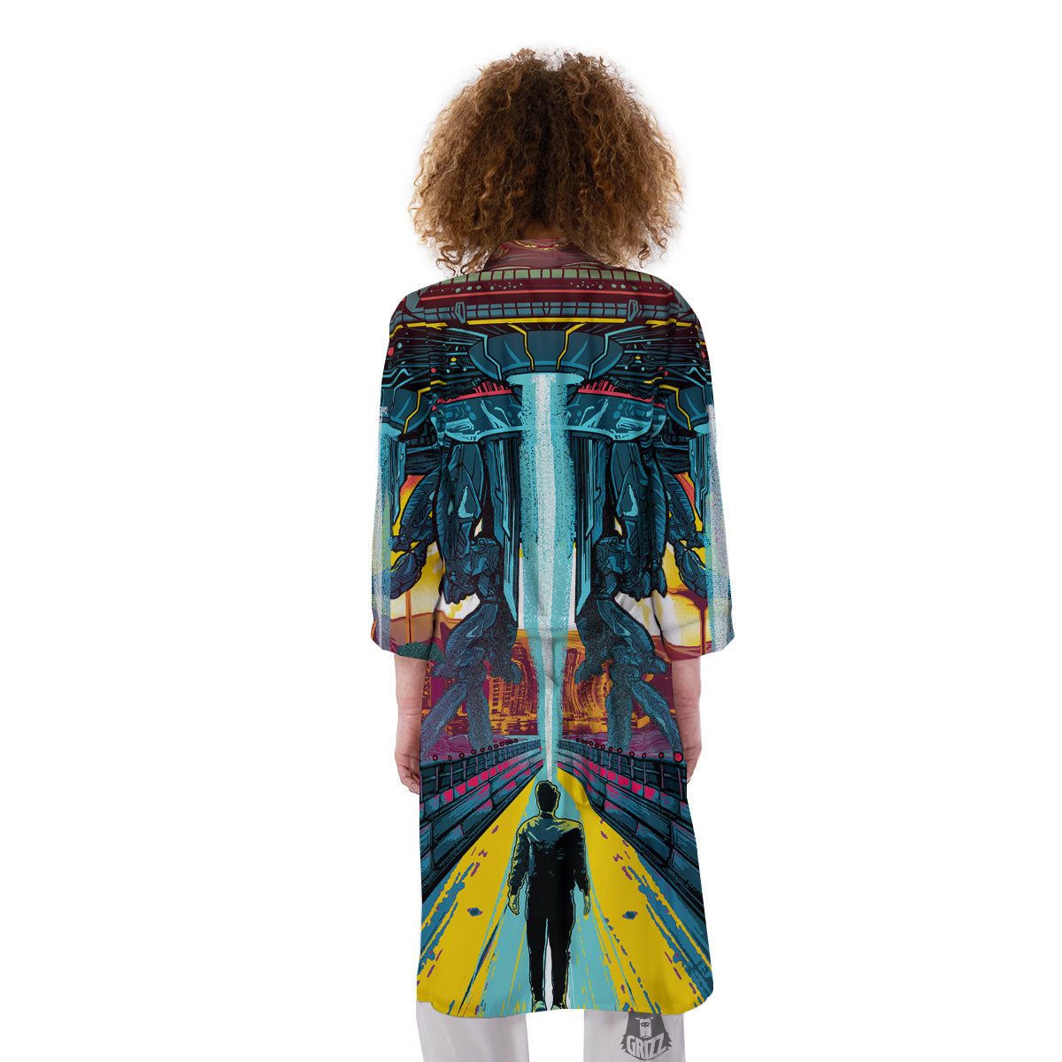 Aliens Invade earth Print Kimono-grizzshop