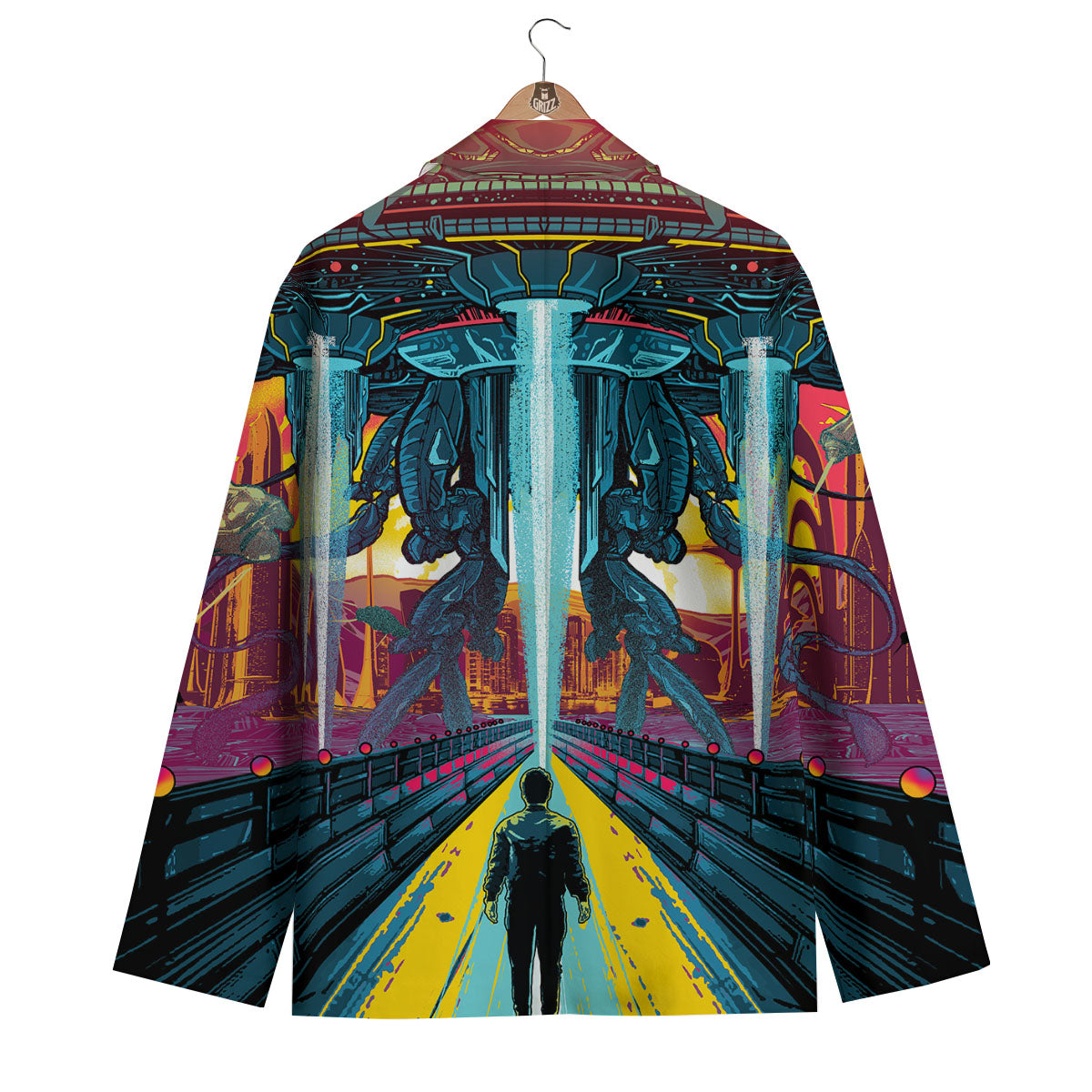 Aliens Invade earth Print Men's Blazer-grizzshop