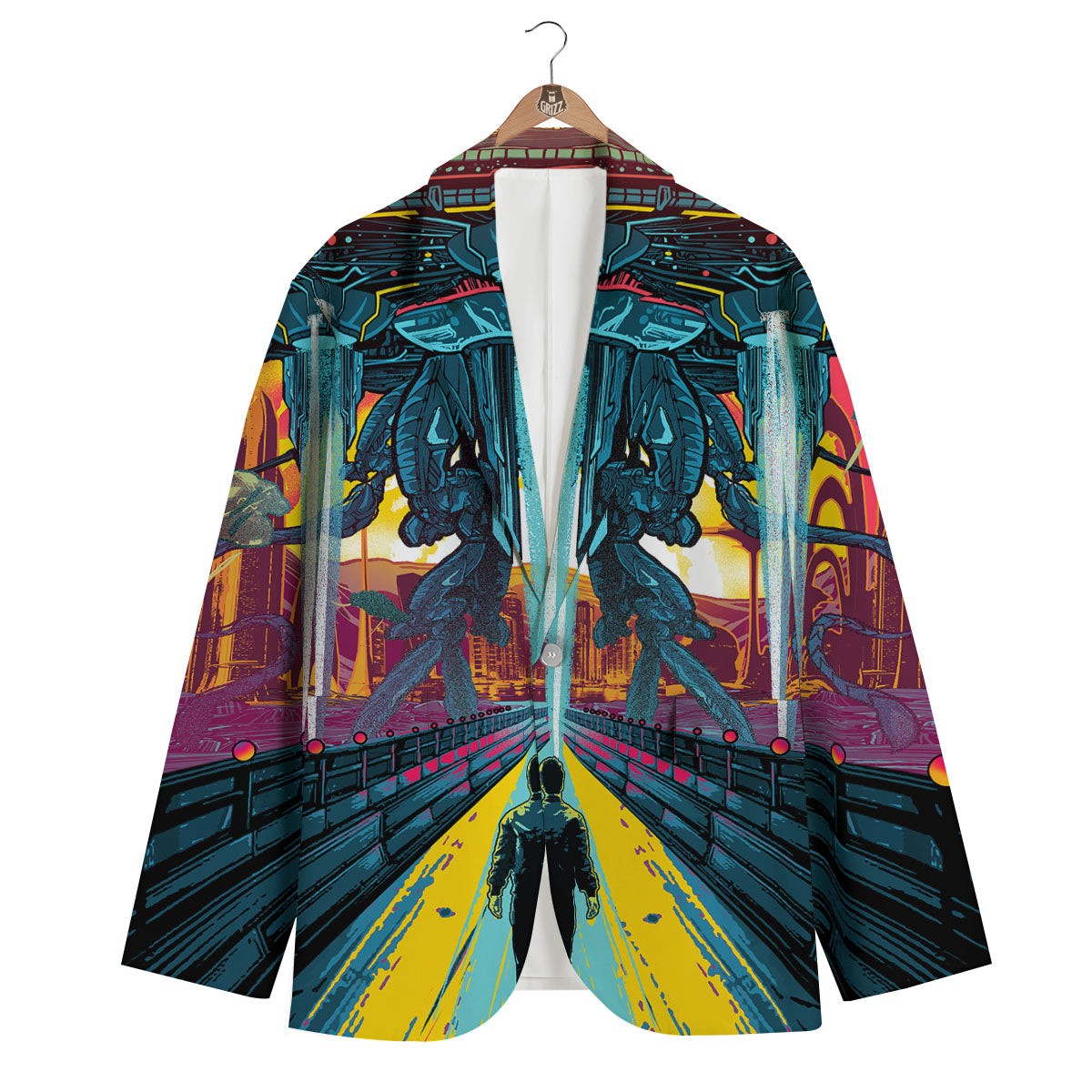 Aliens Invade earth Print Men's Blazer-grizzshop
