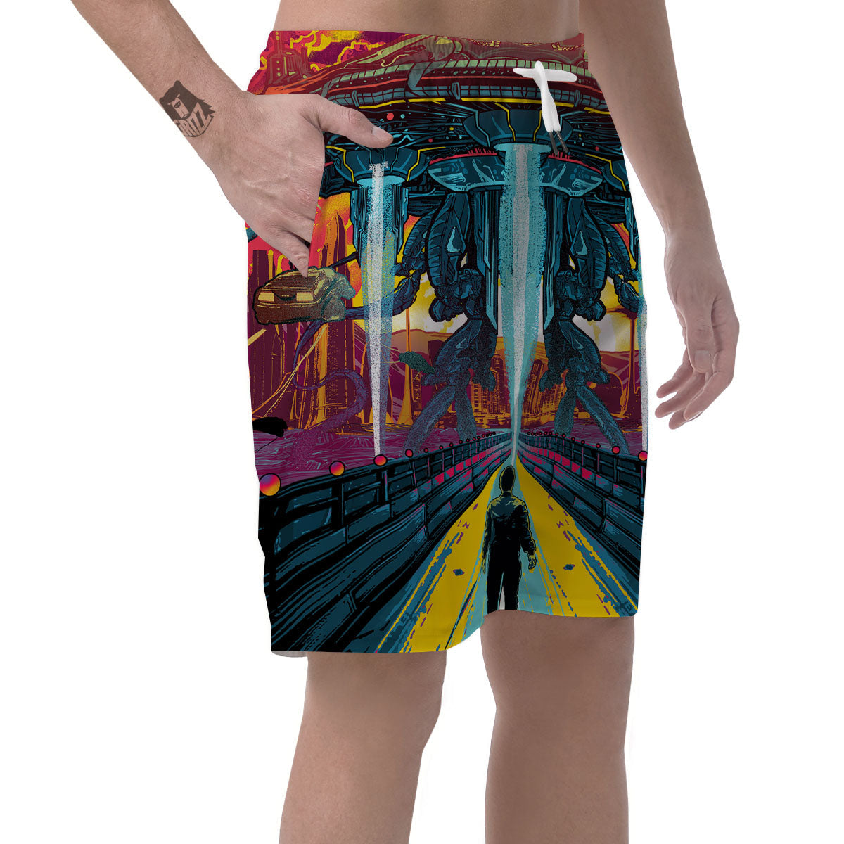 Aliens Invade earth Print Men's Shorts-grizzshop