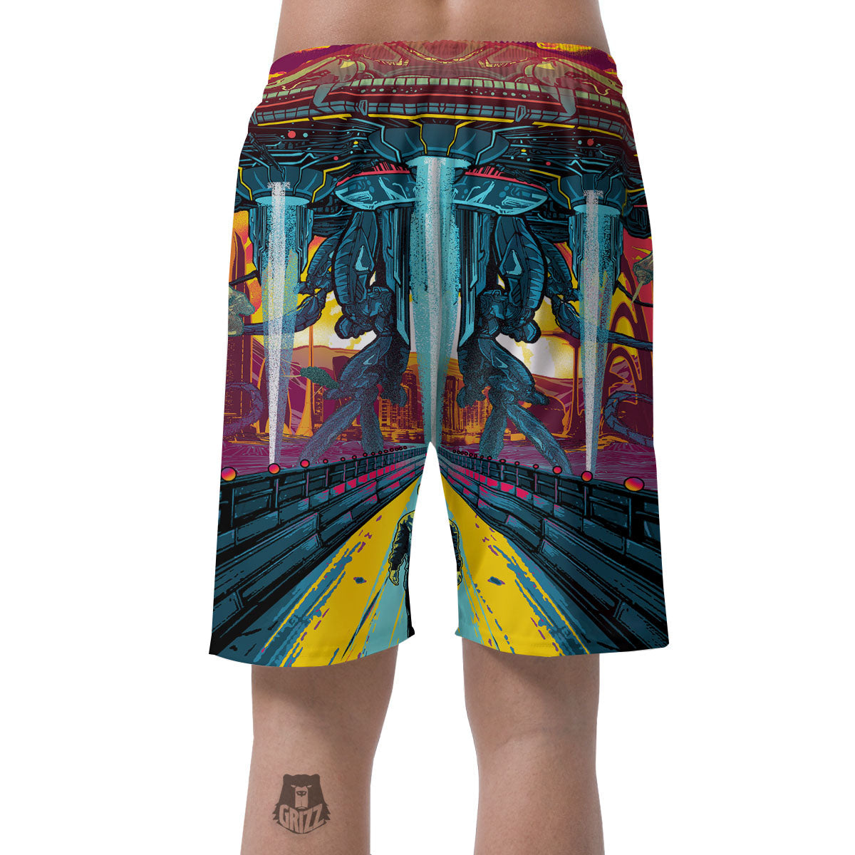Aliens Invade earth Print Men's Shorts-grizzshop