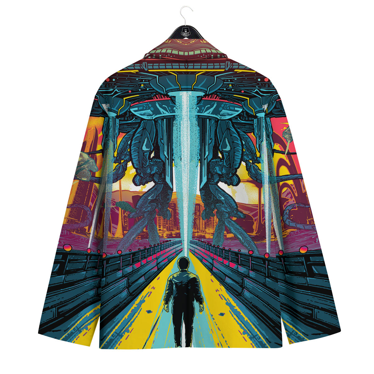Aliens Invade earth Print Men's Sport Coat-grizzshop