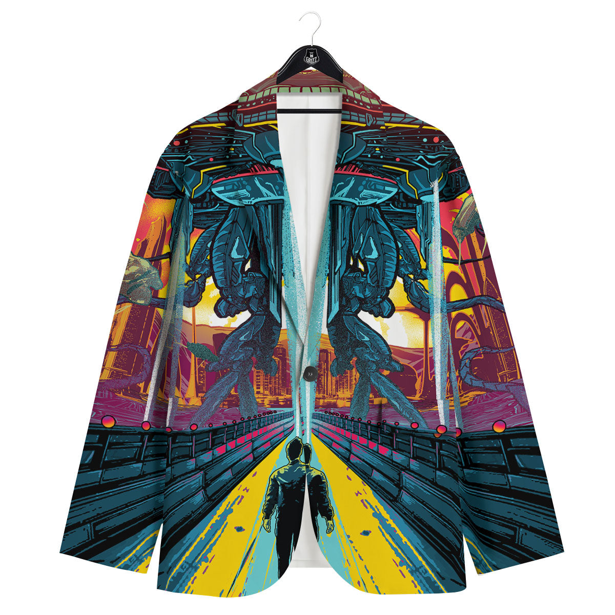 Aliens Invade earth Print Men's Sport Coat-grizzshop