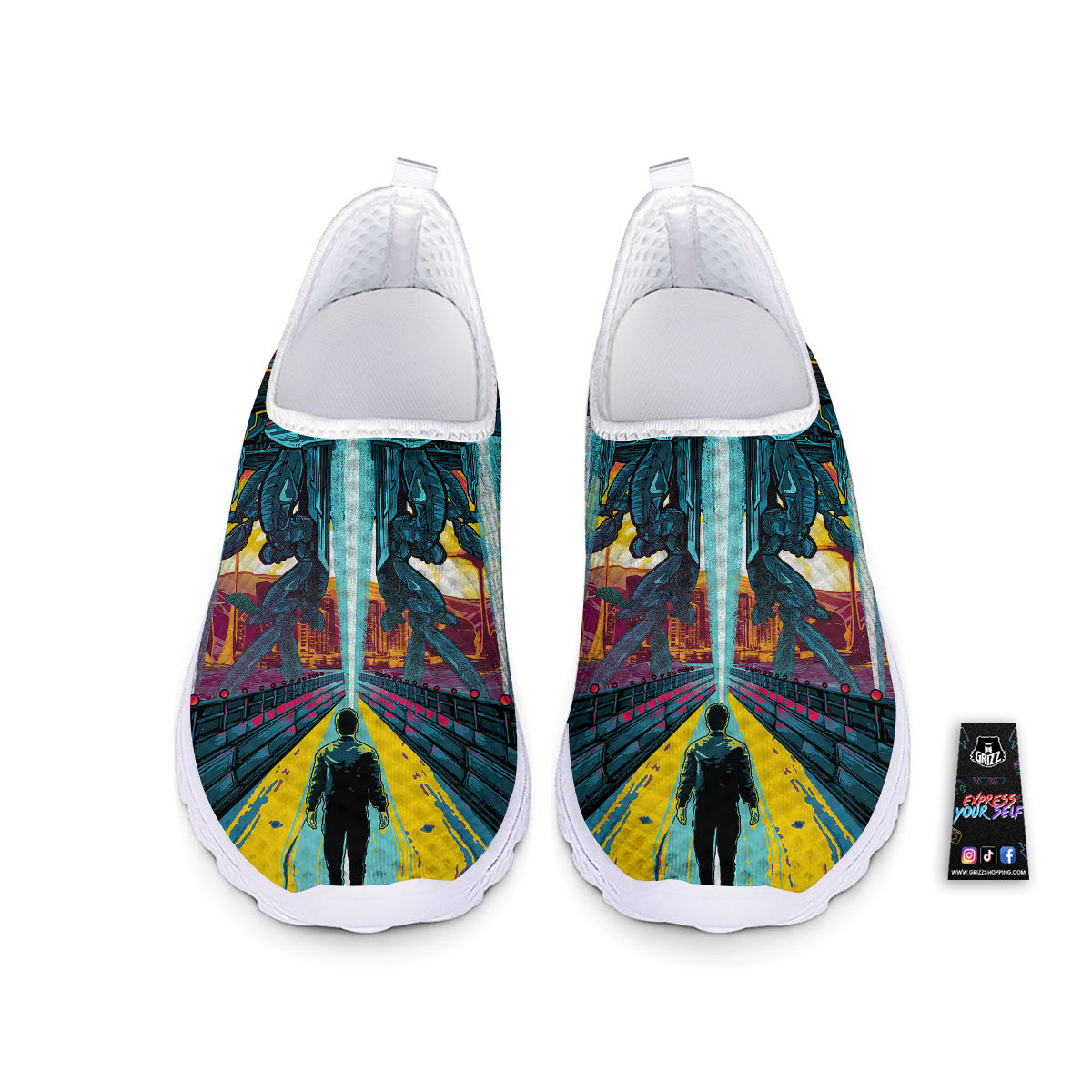Aliens Invade earth Print Nurse Shoes-grizzshop