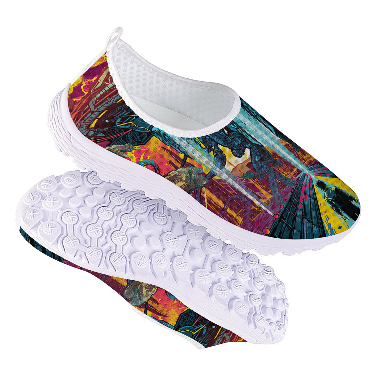 Aliens Invade earth Print Nurse Shoes-grizzshop