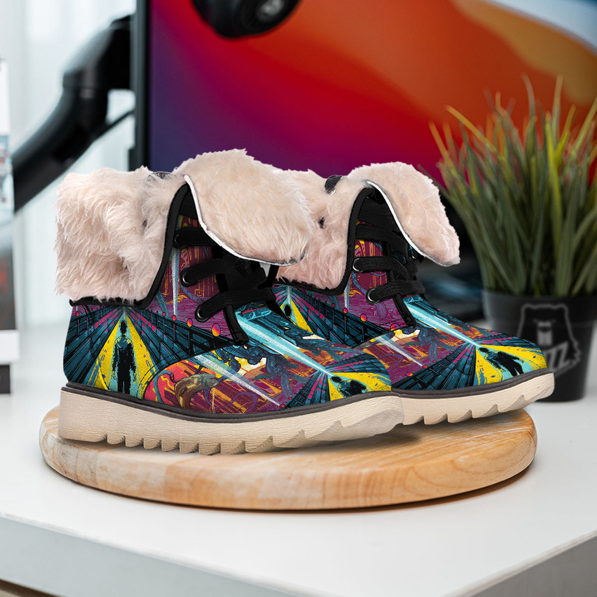 Aliens Invade earth Print Snow Boots-grizzshop