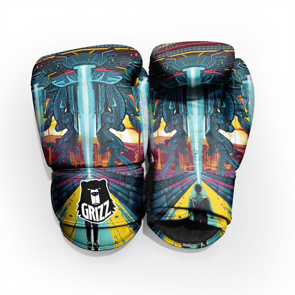 Aliens Invade earth Print Pro Boxing Glove