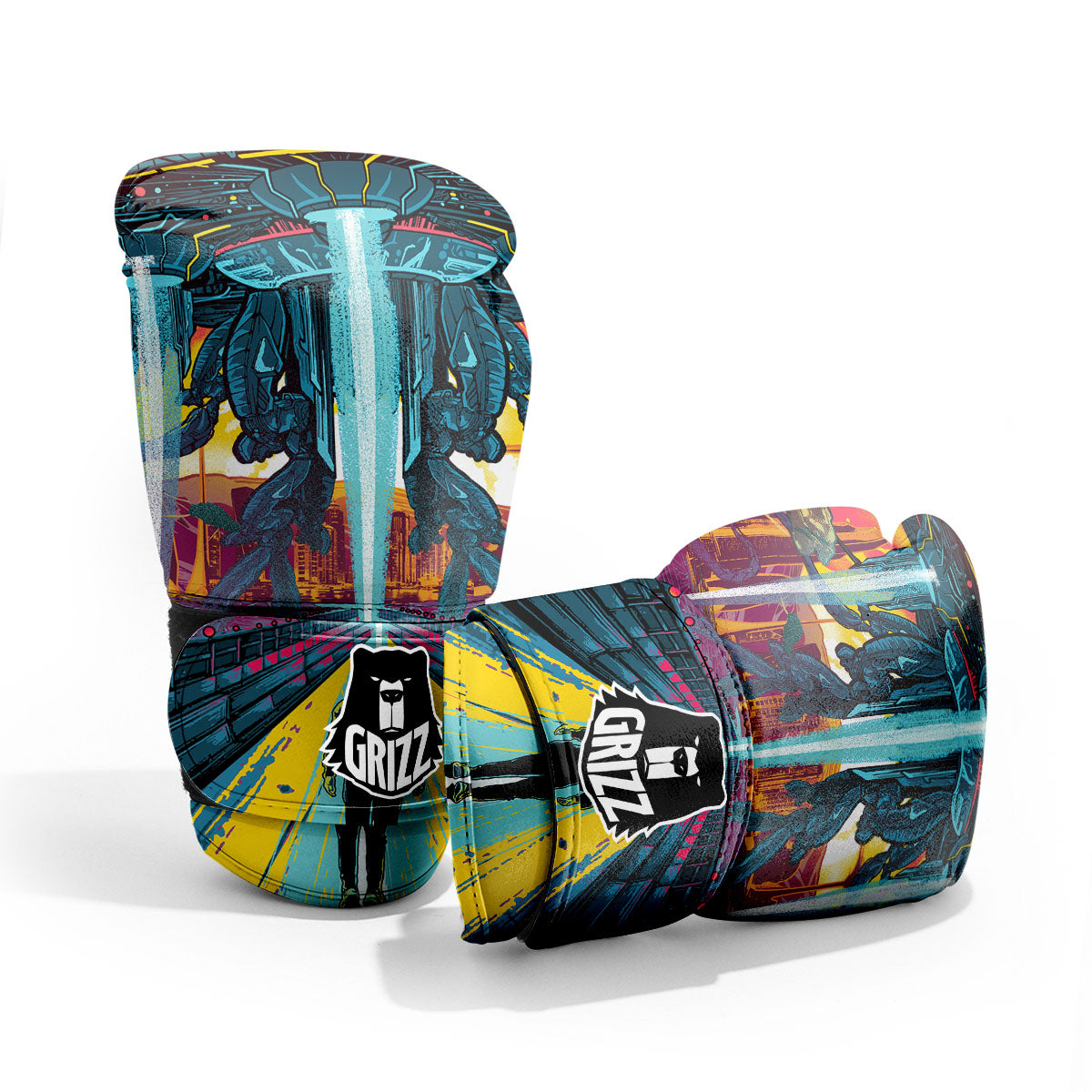 Aliens Invade earth Print Pro Boxing Glove