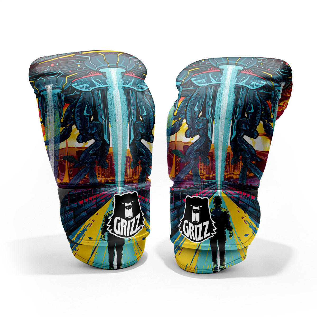 Aliens Invade earth Print Pro Boxing Glove
