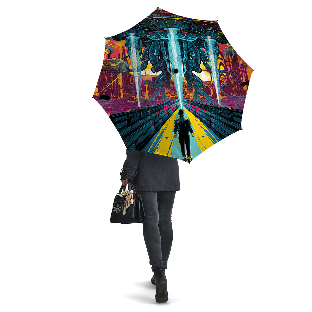 Aliens Invade earth Print Umbrella-grizzshop