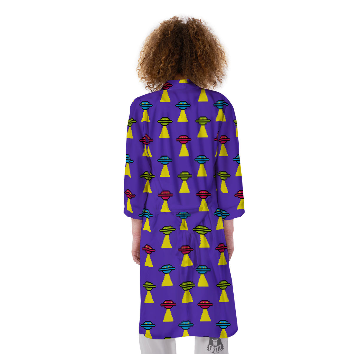 Aliens UFO Pixel Print Pattern Kimono-grizzshop