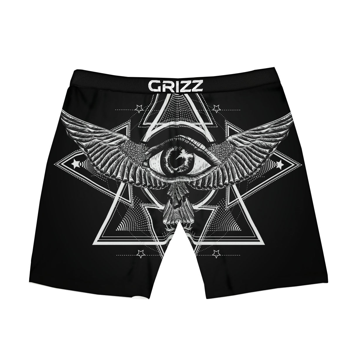 All Seeing Eye Black And Silver Print Boxer Briefs-grizzshop