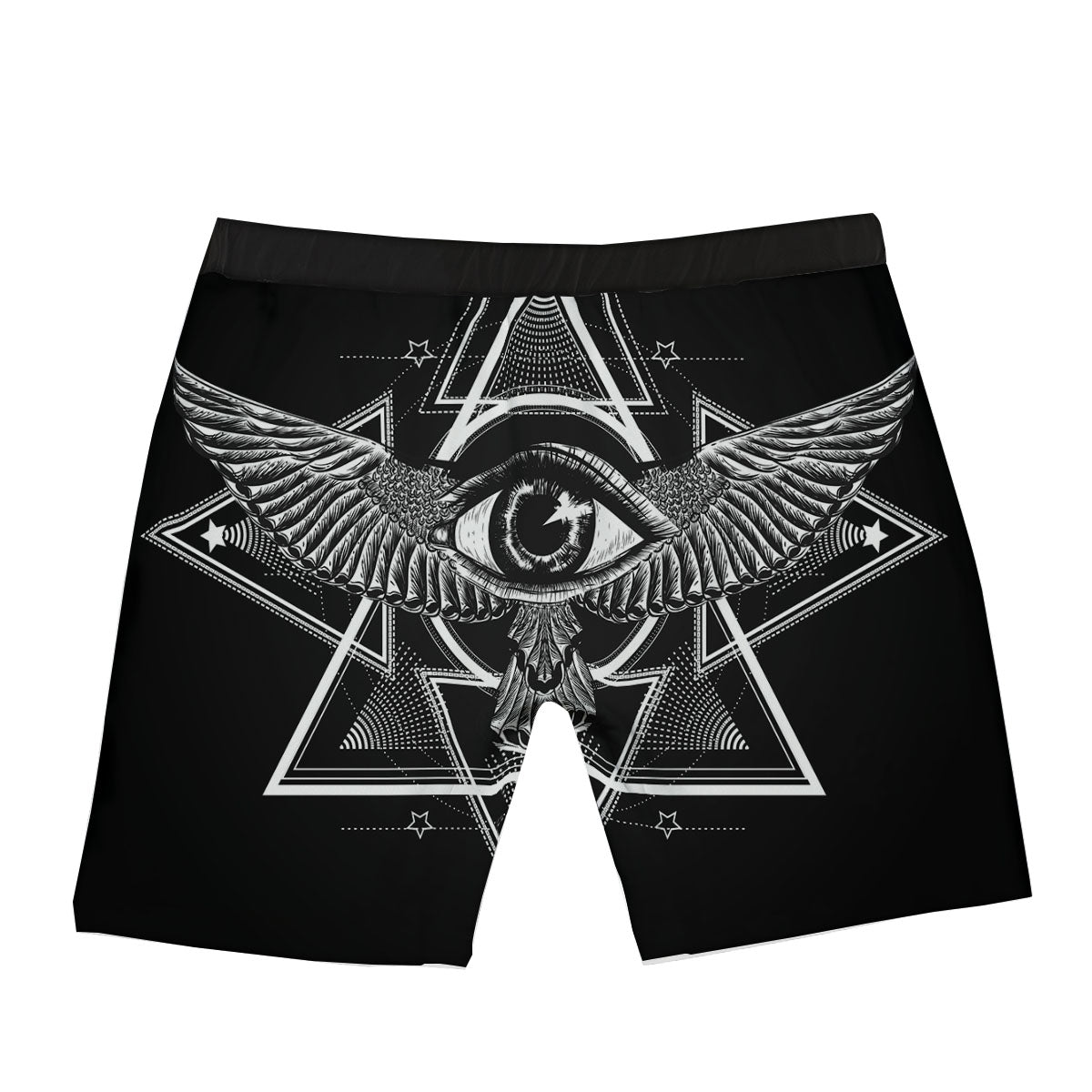 All Seeing Eye Black And Silver Print Boxer Briefs-grizzshop