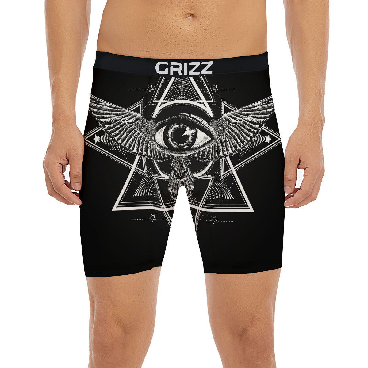 All Seeing Eye Black And Silver Print Boxer Briefs-grizzshop