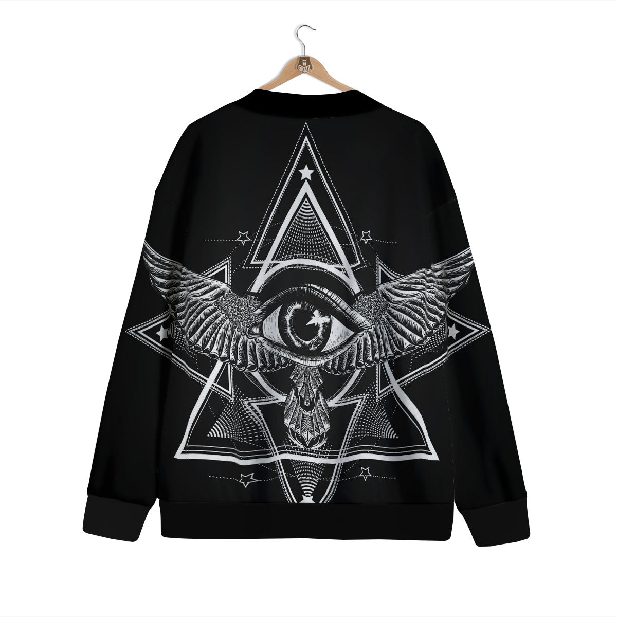 All Seeing Eye Black And Silver Print Cardigan-grizzshop