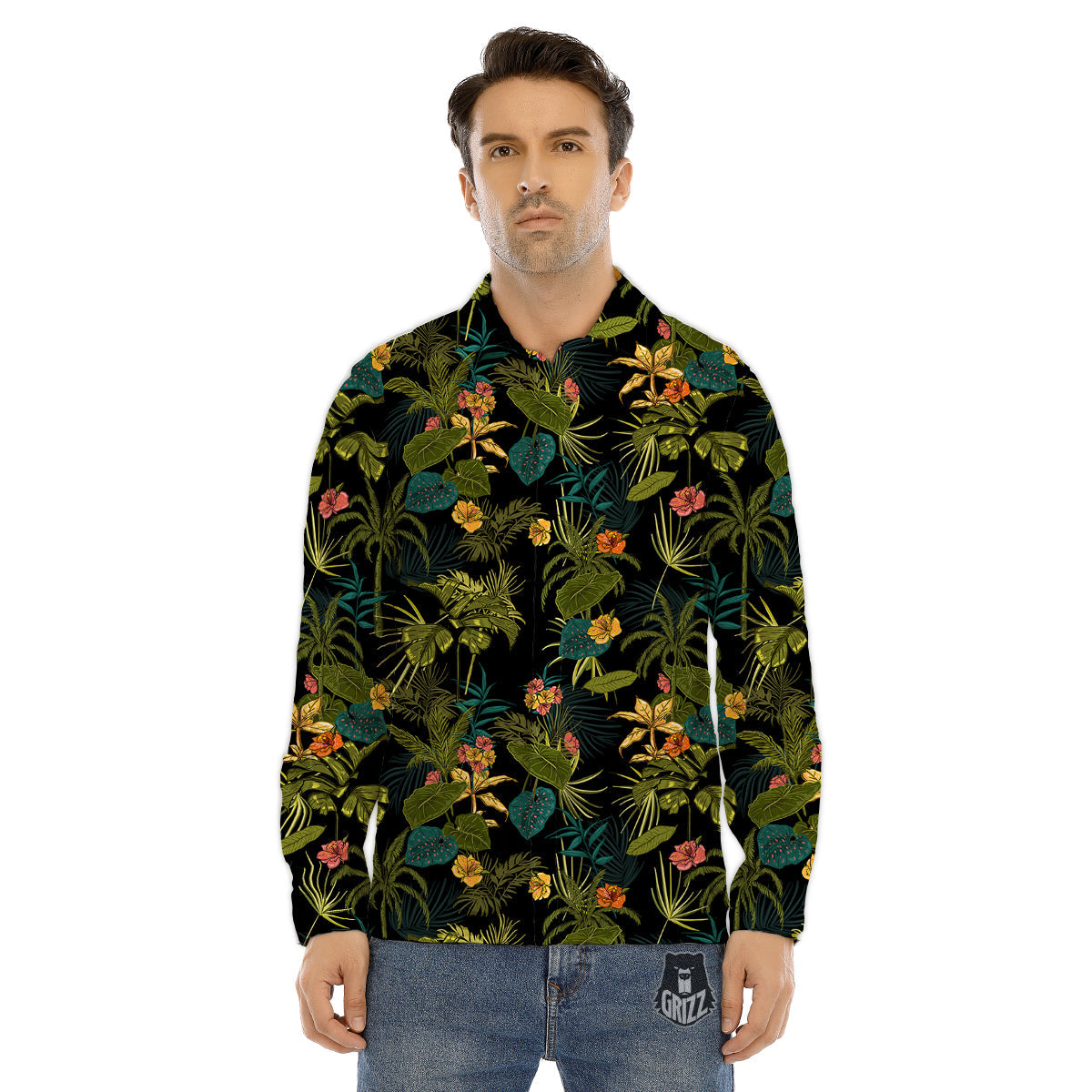 All Seeing Eye Black And Silver Print Men's Dress Shirts-grizzshop