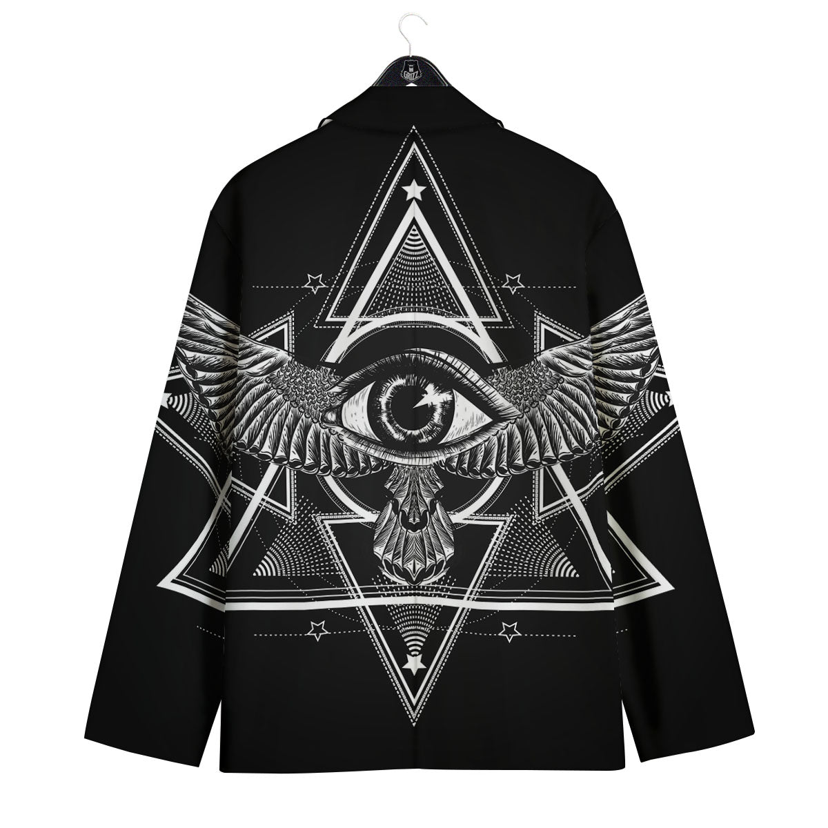 All Seeing Eye Black And Silver Print Men's Sport Coat-grizzshop