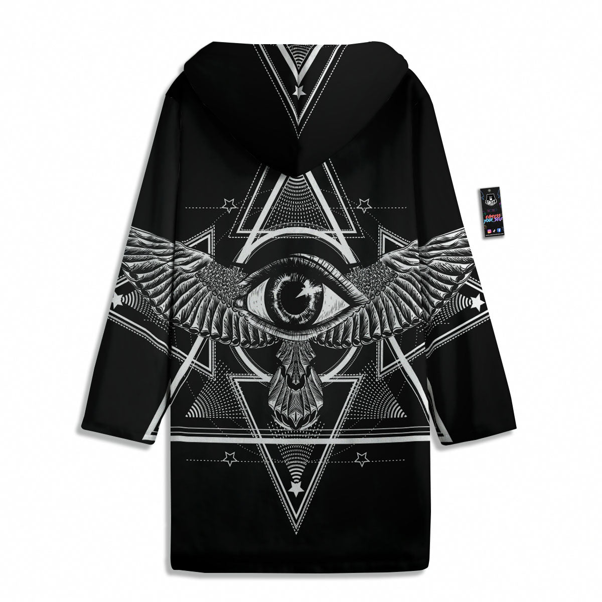 All Seeing Eye Black And Silver Print Men's Windbreaker Jacket-grizzshop
