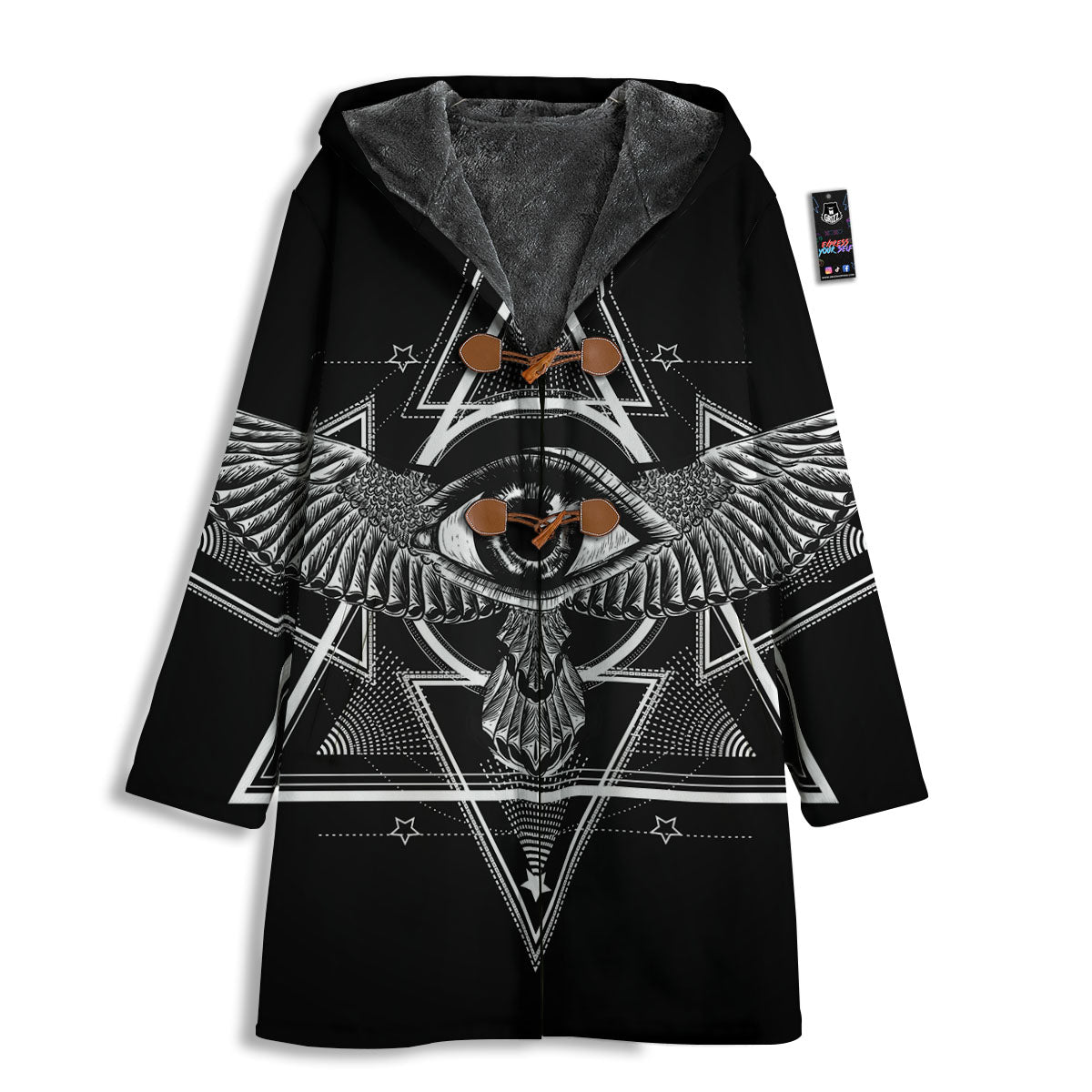 All Seeing Eye Black And Silver Print Men's Windbreaker Jacket-grizzshop