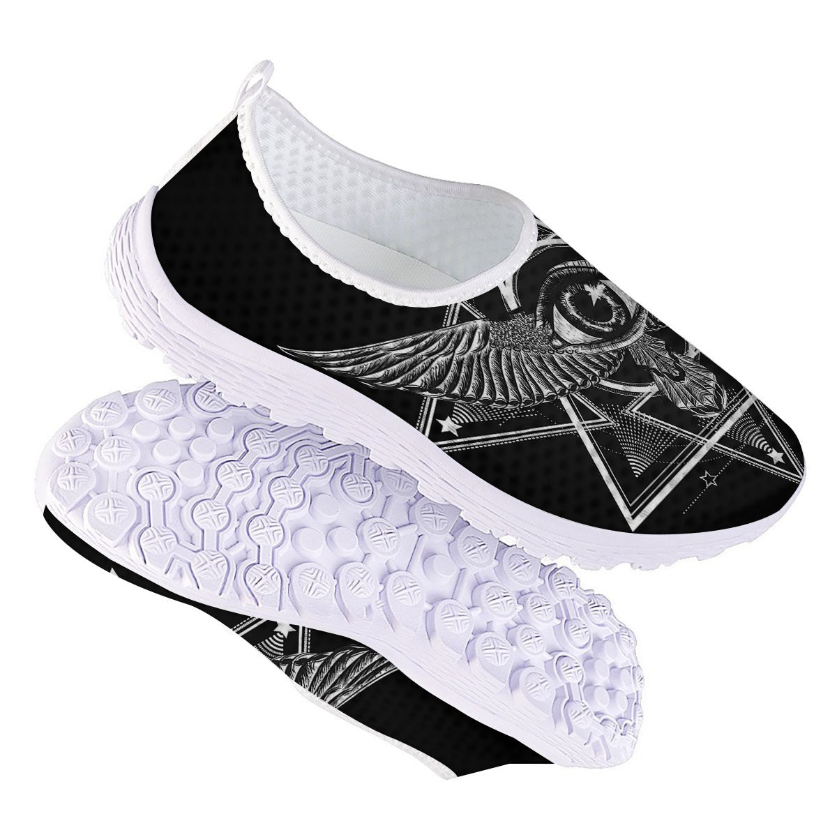 All Seeing Eye Black And Silver Print Nurse Shoes-grizzshop