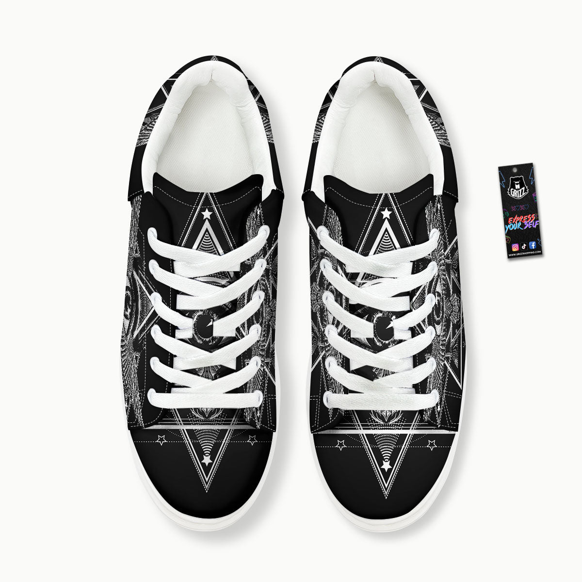 All Seeing Eye Black And Silver Print Platform Shoes-grizzshop