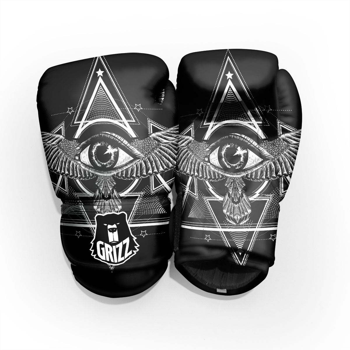 All Seeing Eye Black And Silver Print Pro Boxing Glove