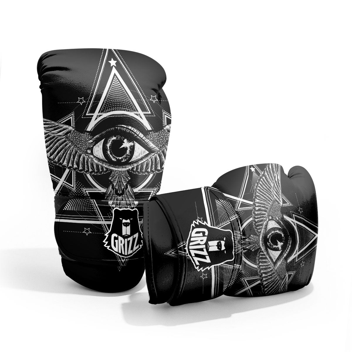 All Seeing Eye Black And Silver Print Pro Boxing Glove