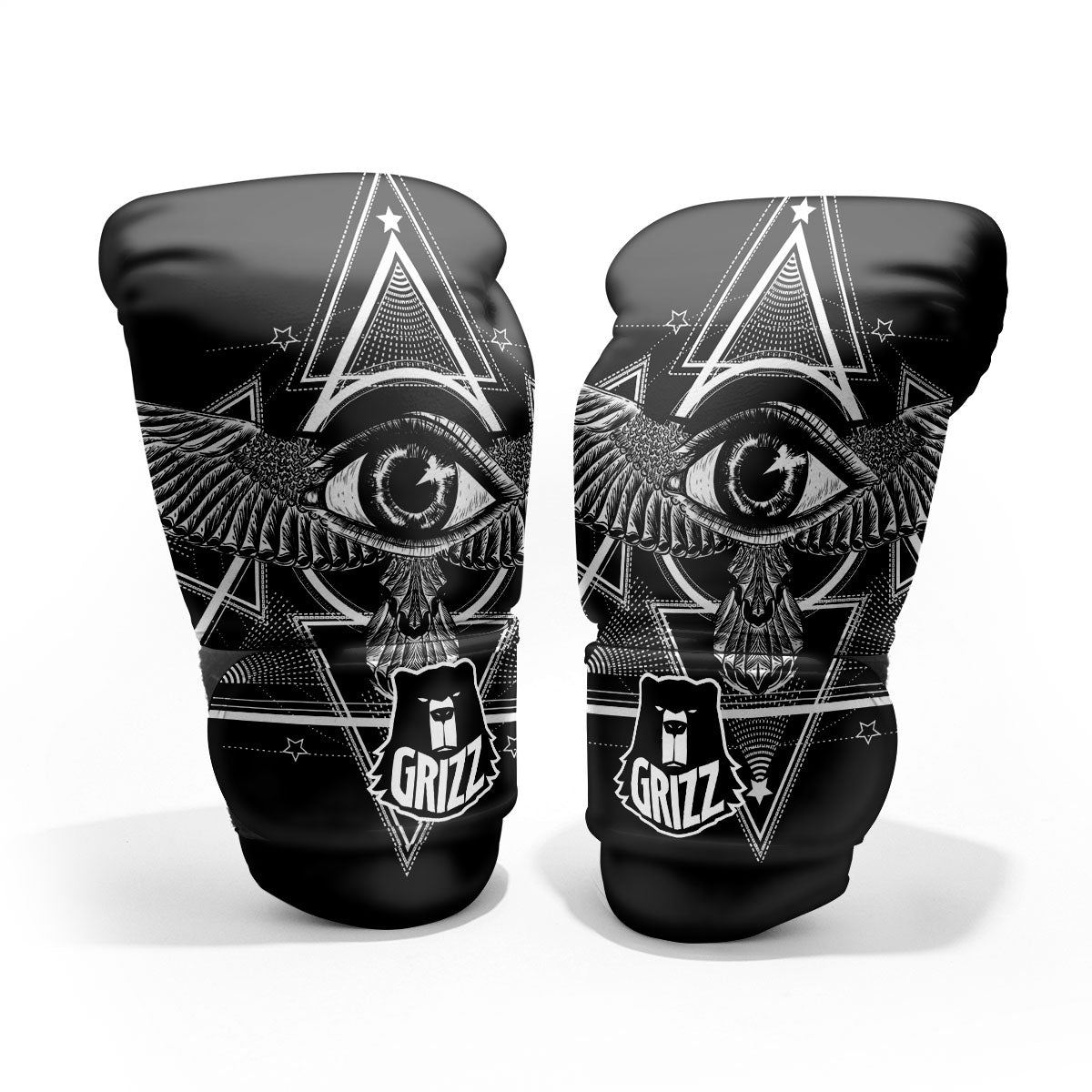 All Seeing Eye Black And Silver Print Pro Boxing Glove