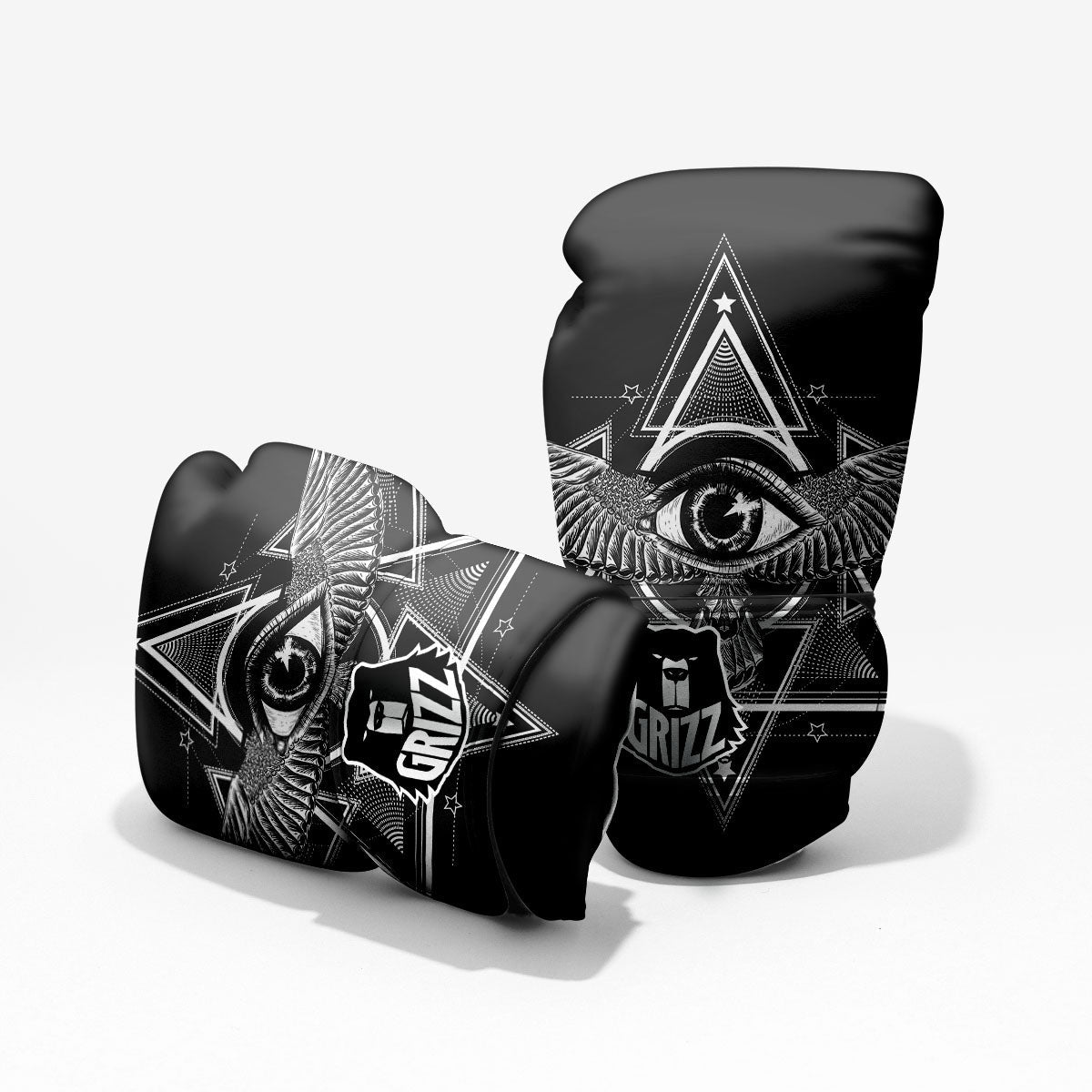 All Seeing Eye Black And Silver Print Pro Boxing Glove