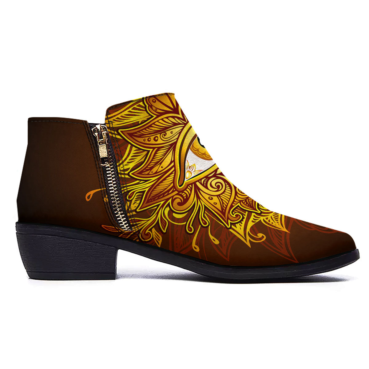 All Seeing Eye Gold Print Ankle Boots-grizzshop