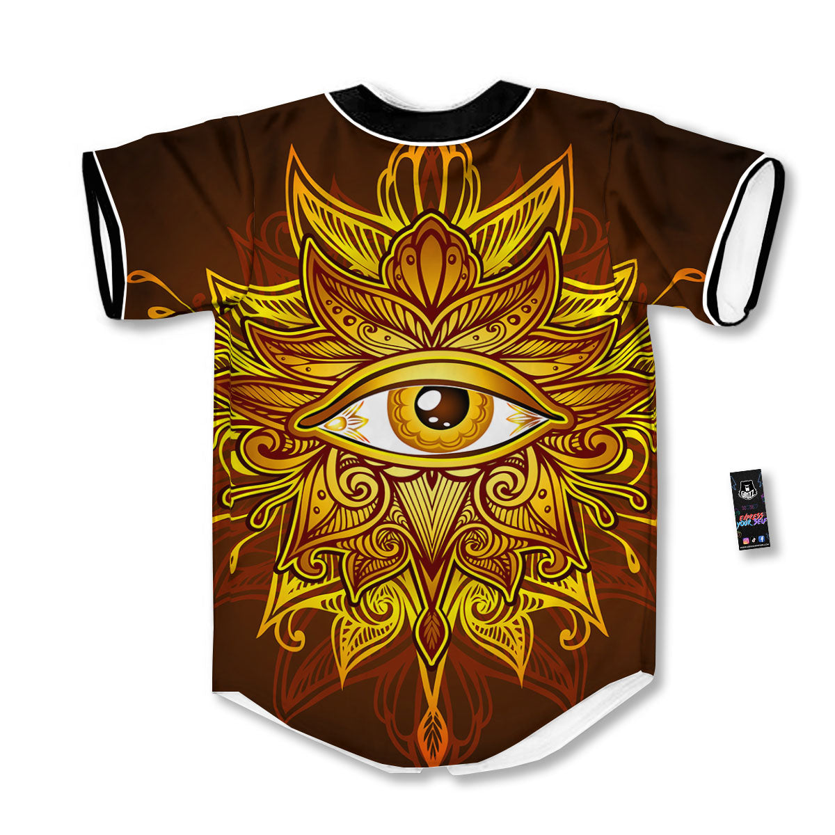 All Seeing Eye Gold Print Baseball Jersey-grizzshop