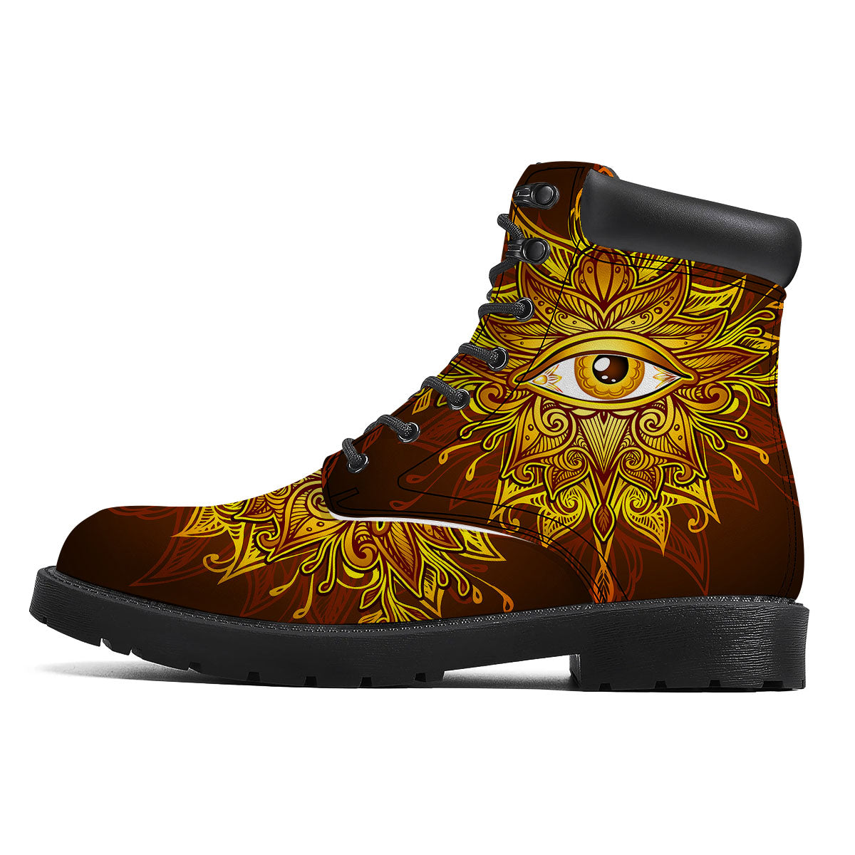 All Seeing Eye Gold Print Boots-grizzshop