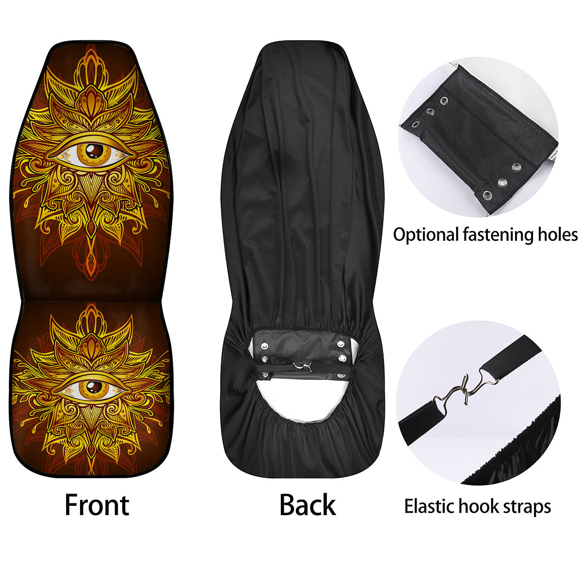 All Seeing Eye Gold Print Car Seat Covers-grizzshop