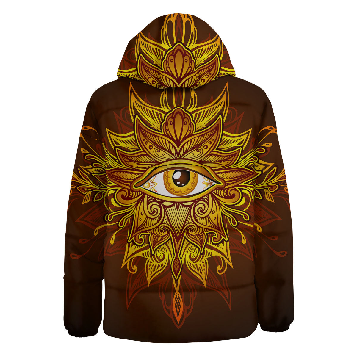 All Seeing Eye Gold Print Down Jacket-grizzshop