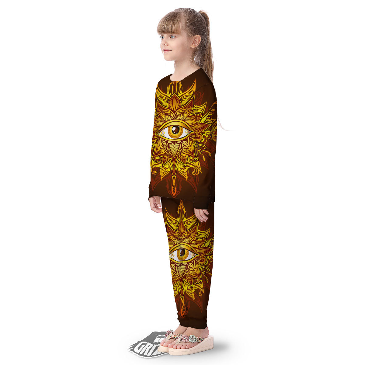 All Seeing Eye Gold Print Kid's Pajamas-grizzshop