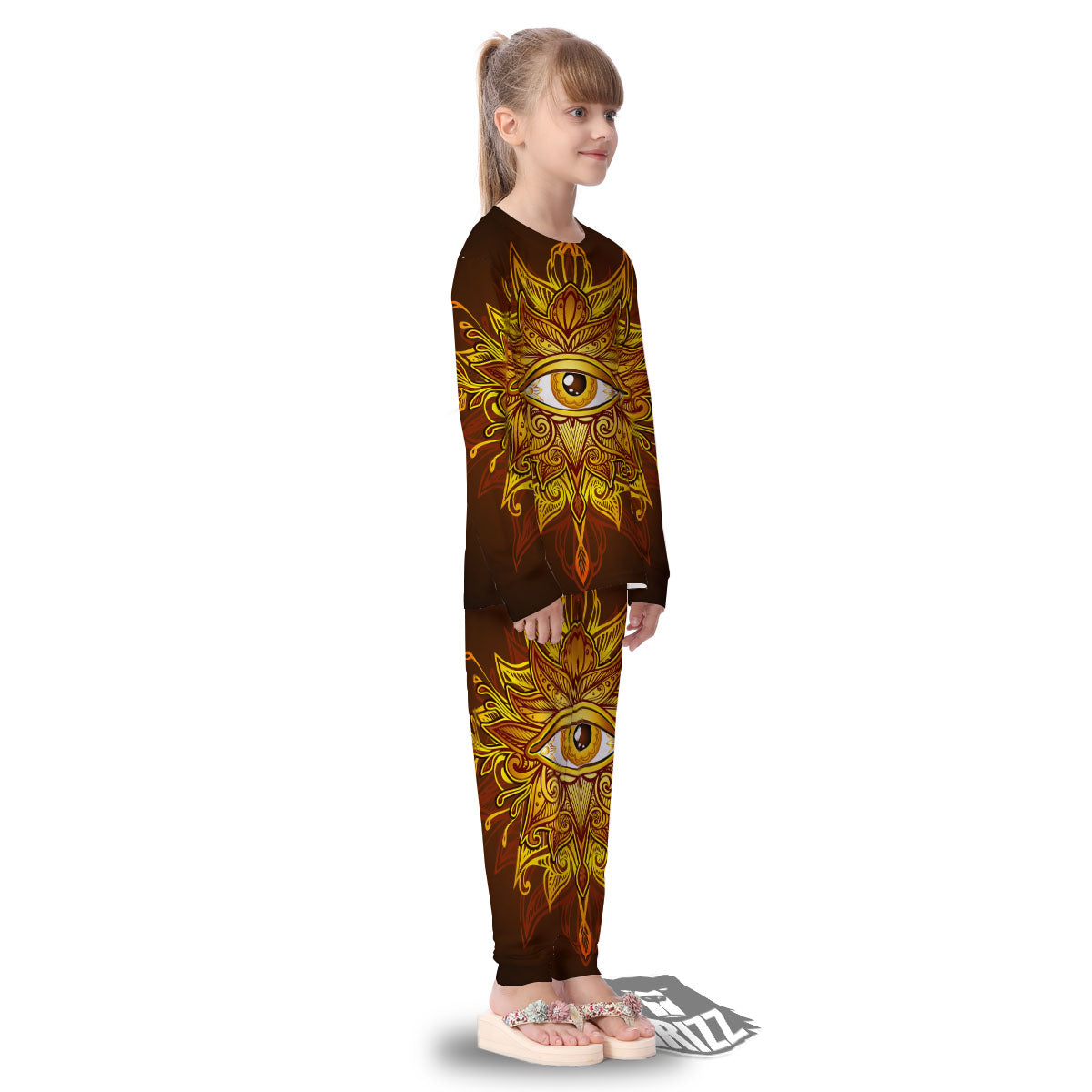 All Seeing Eye Gold Print Kid's Pajamas-grizzshop