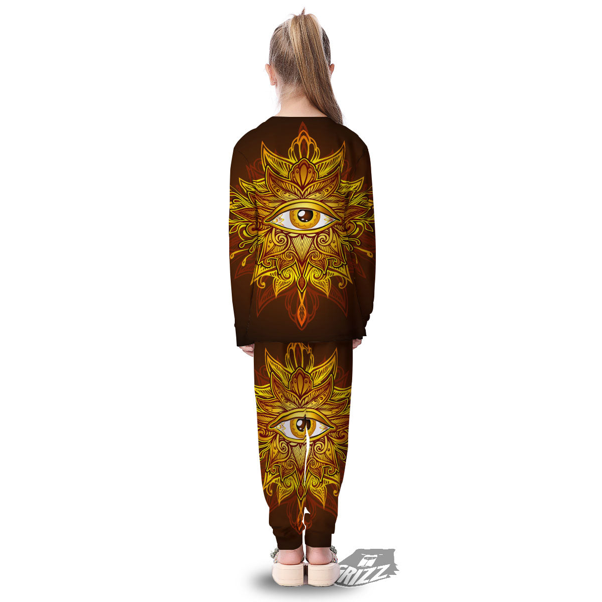 All Seeing Eye Gold Print Kid's Pajamas-grizzshop