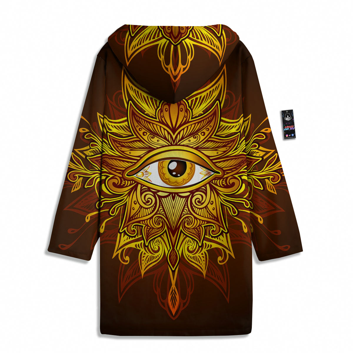 All Seeing Eye Gold Print Men's Windbreaker Jacket-grizzshop