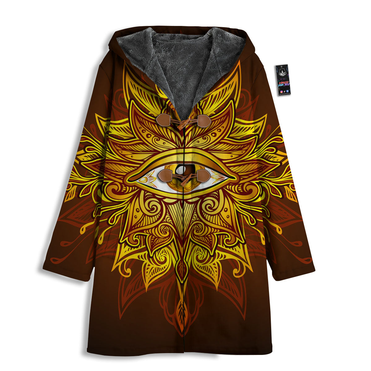 All Seeing Eye Gold Print Men's Windbreaker Jacket-grizzshop