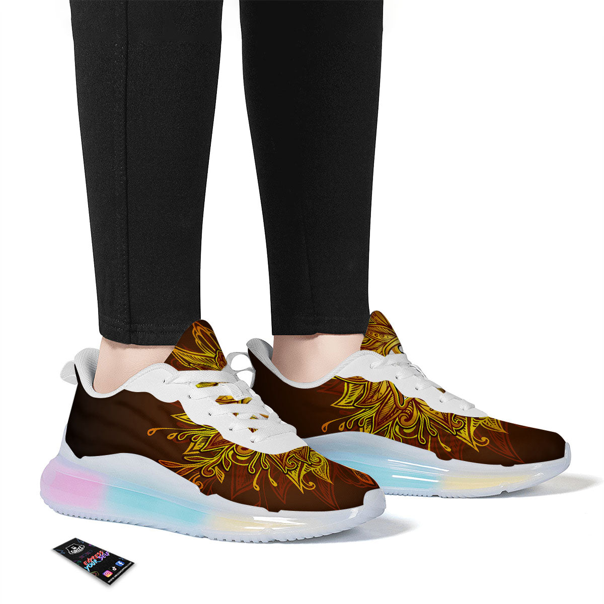 All Seeing Eye Gold Print Running Sneakers-grizzshop